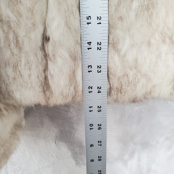 Vintage Dyed Rabbit Fur Coat Womens L Beige Cream Made in Hong Kong Satin Lined - Picture 12 of 12